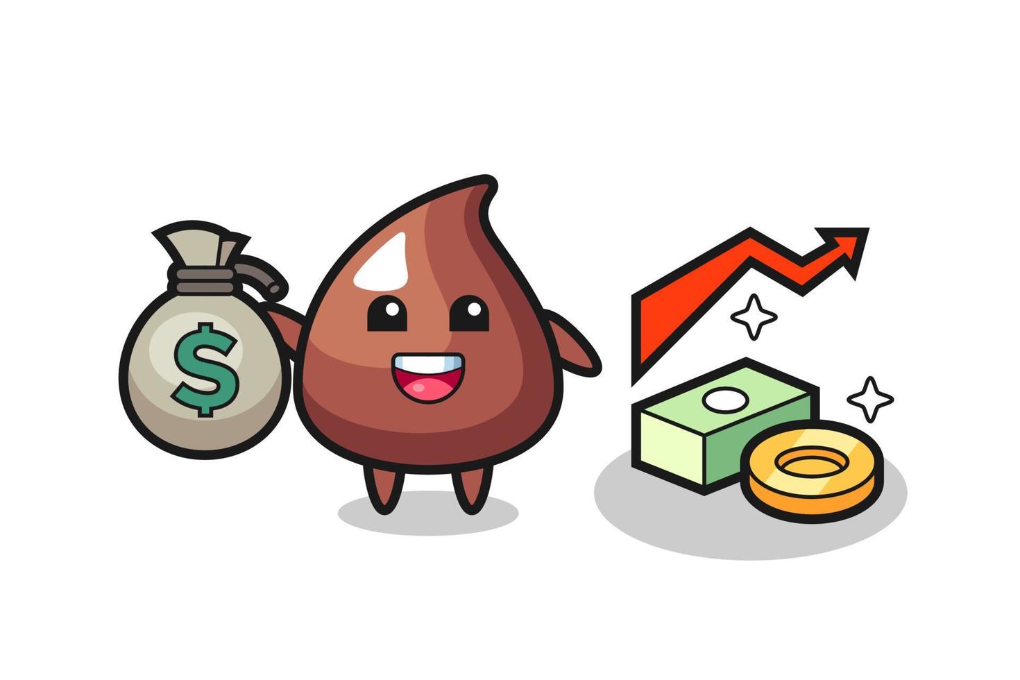 choco chip illustration cartoon holding money sack vector
