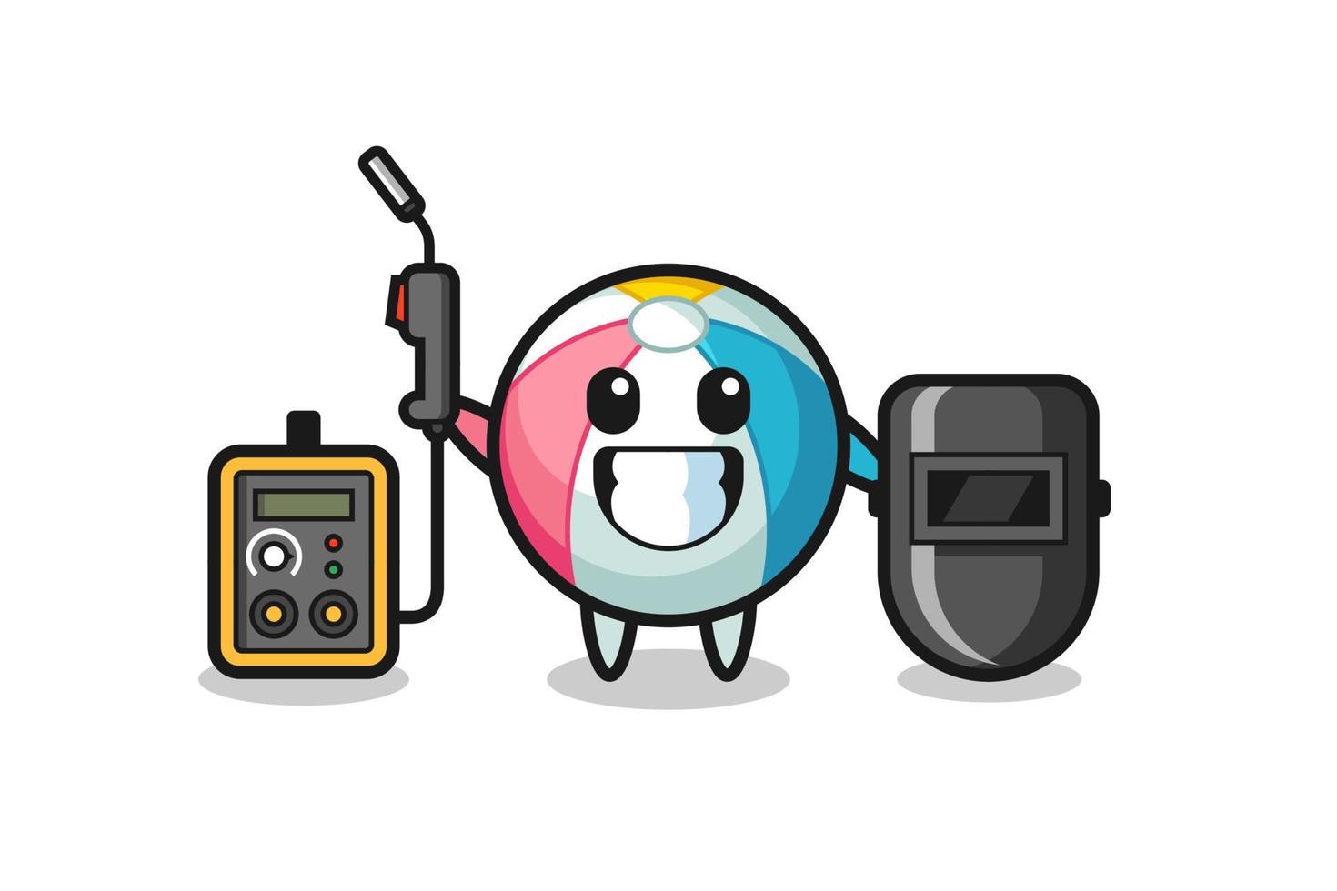 Character mascot of beach ball as a welder vector