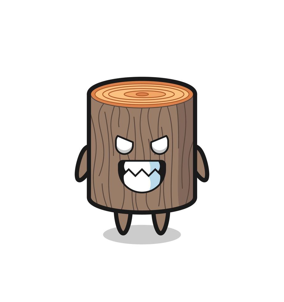 evil expression of the tree stump cute mascot character vector