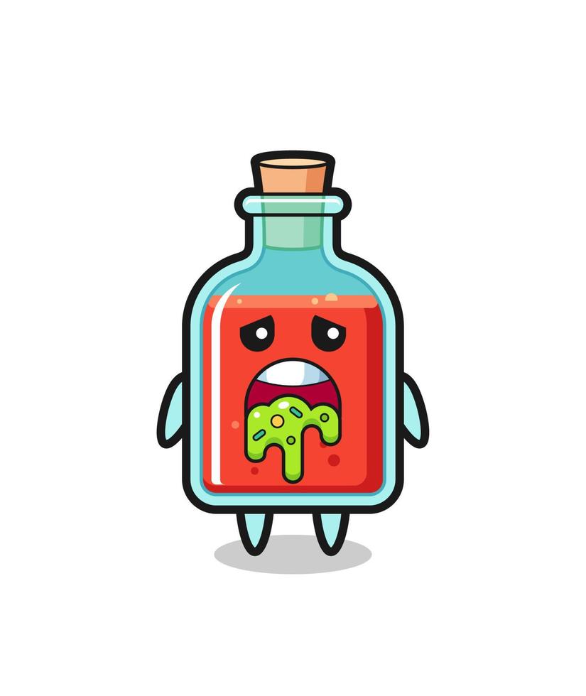 the cute square poison bottle character with puke vector