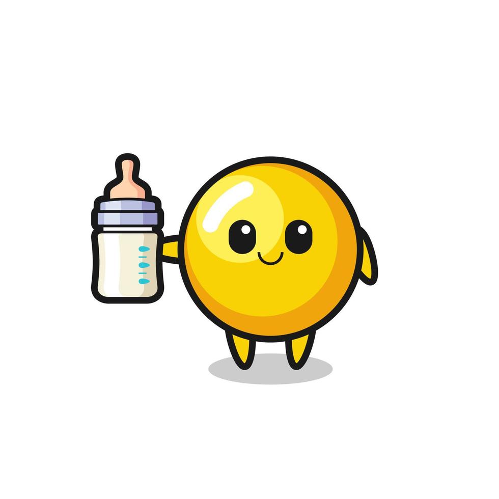 baby egg yolk cartoon character with milk bottle vector