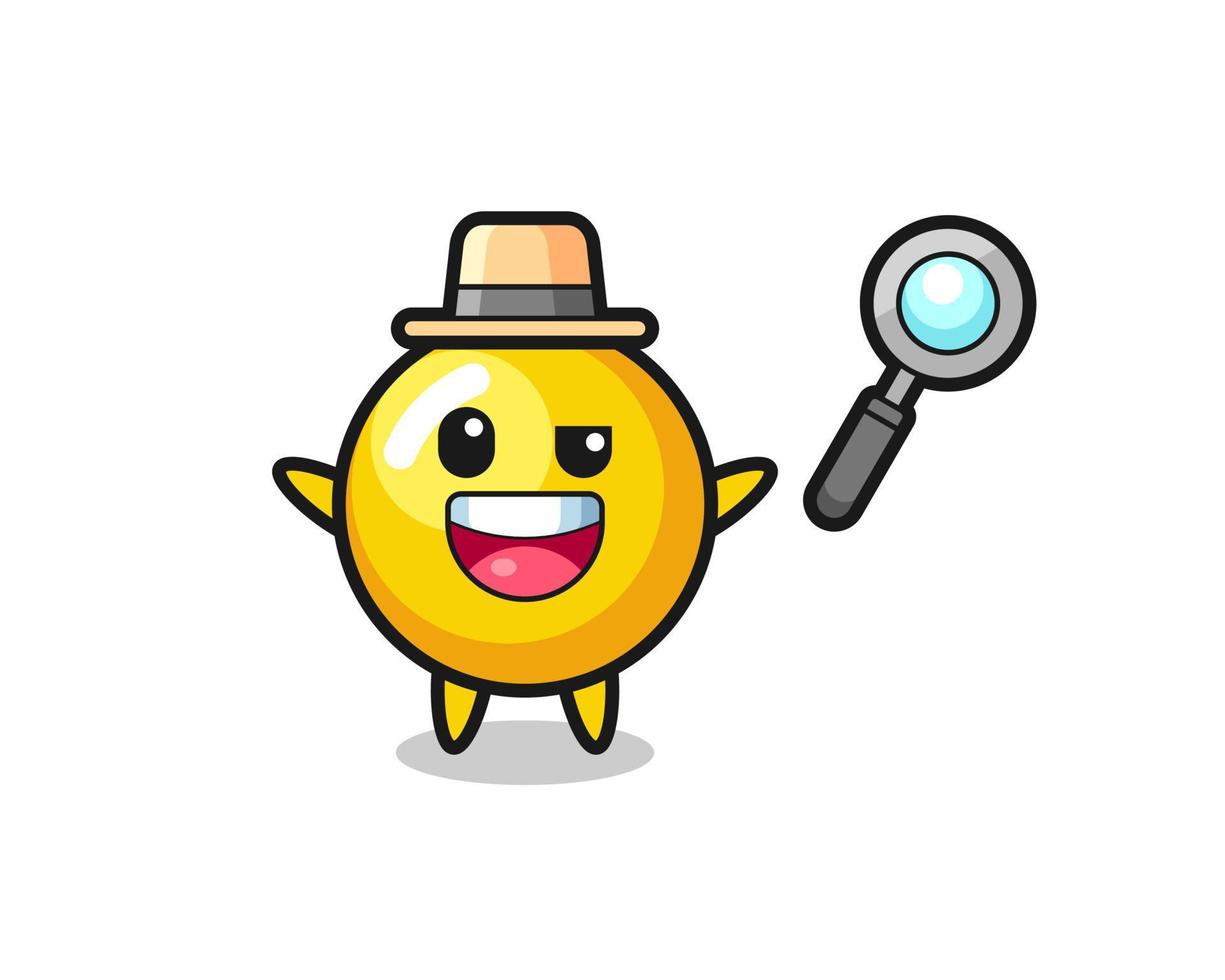 illustration of the egg yolk mascot as a detective who manages to solve a case vector