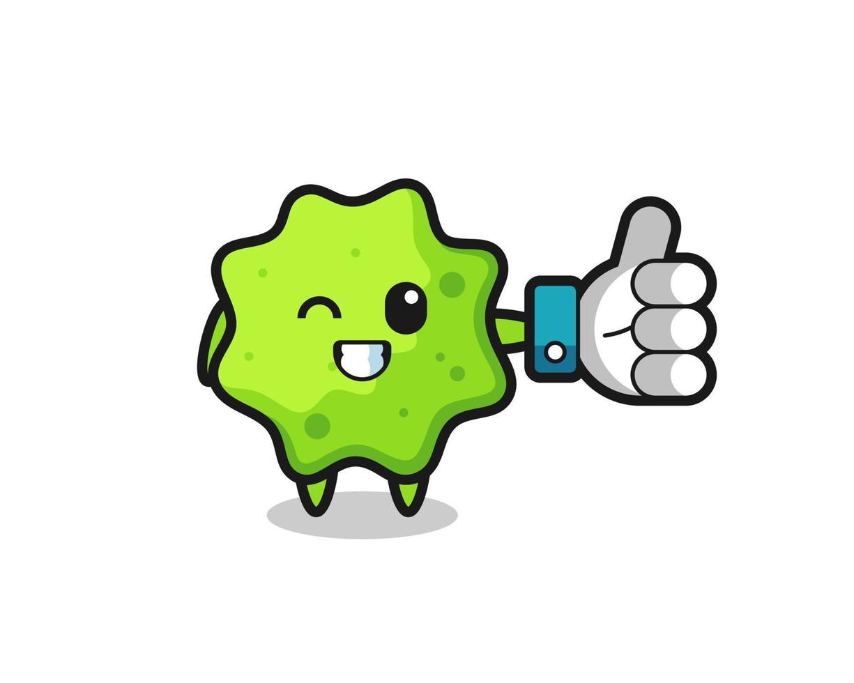 cute splat with social media thumbs up symbol vector