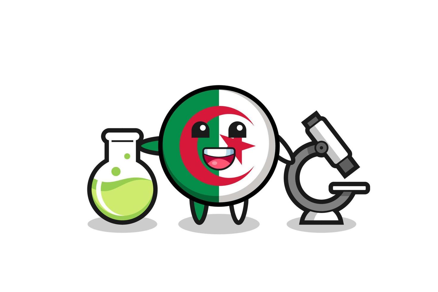 personaje mascota de la bandera de Argelia como científico vector