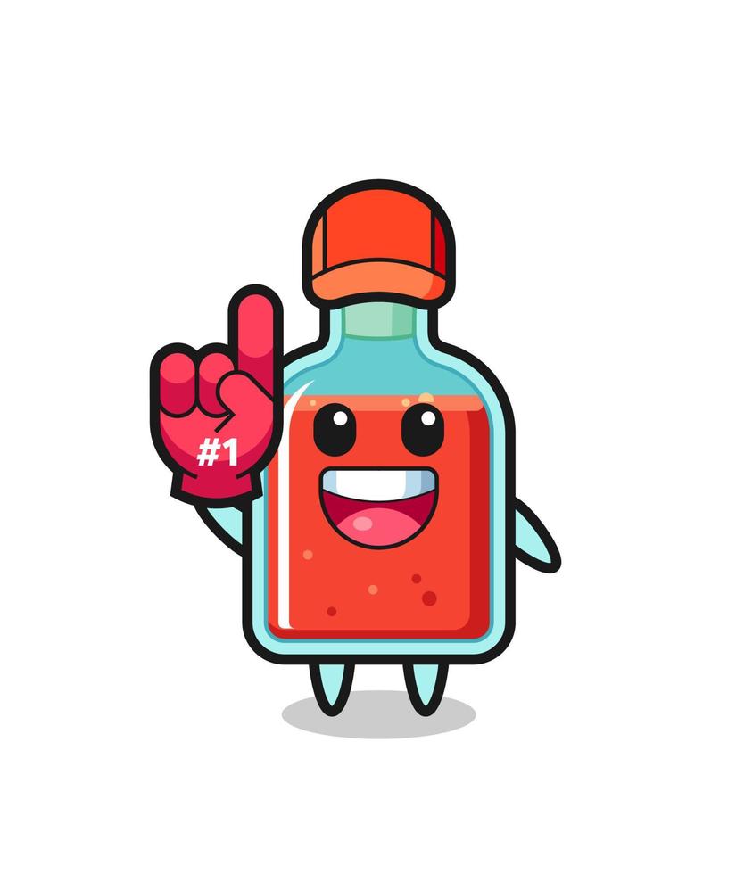 square poison bottle illustration cartoon with number 1 fans glove vector