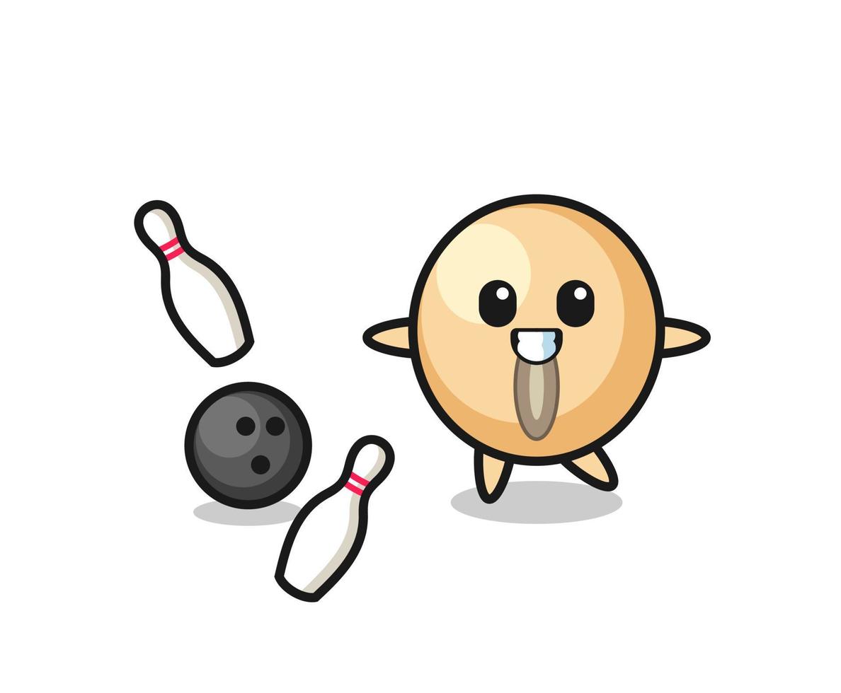 Character cartoon of soy bean is playing bowling vector