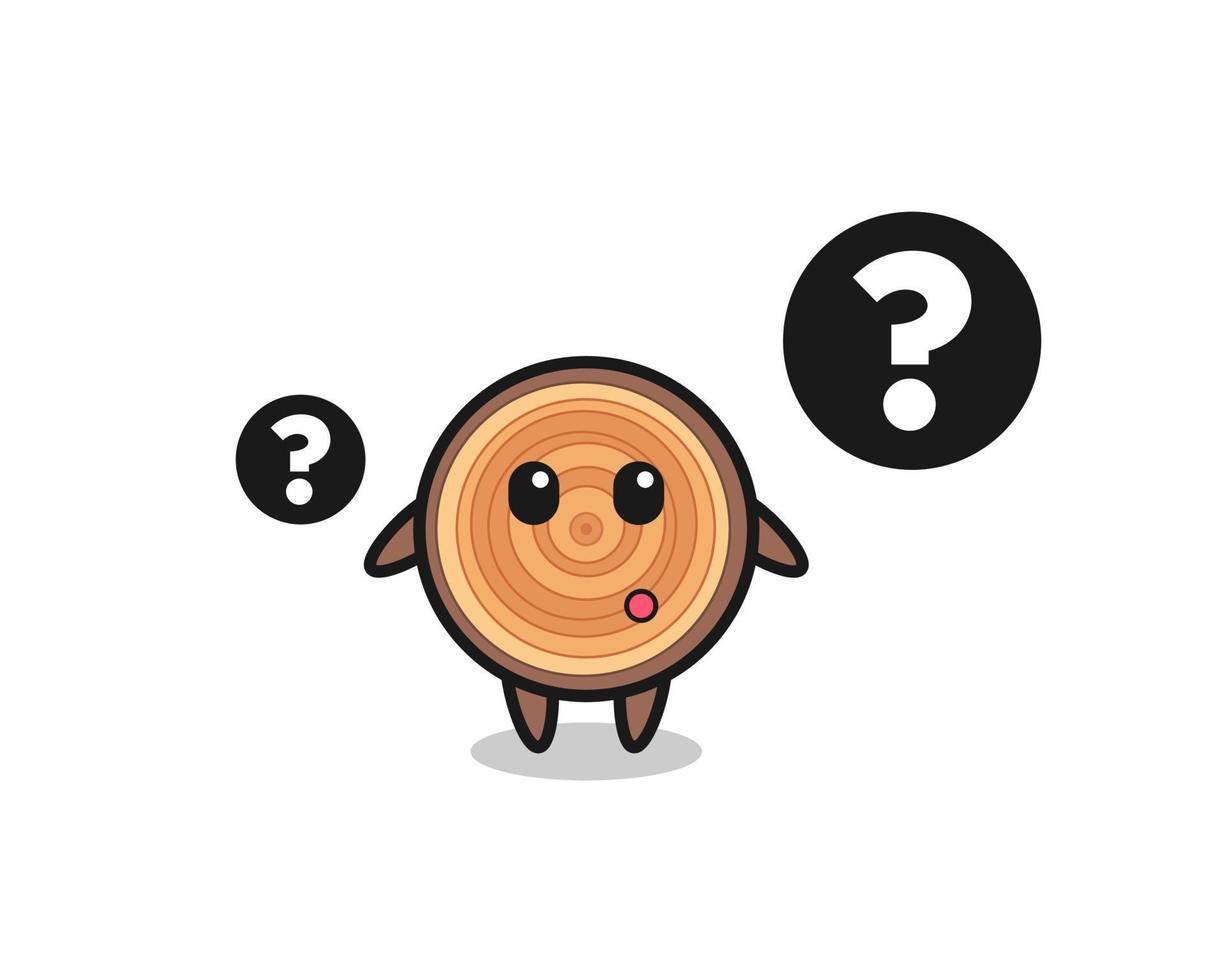 Cartoon Illustration of wood grain with the question mark vector