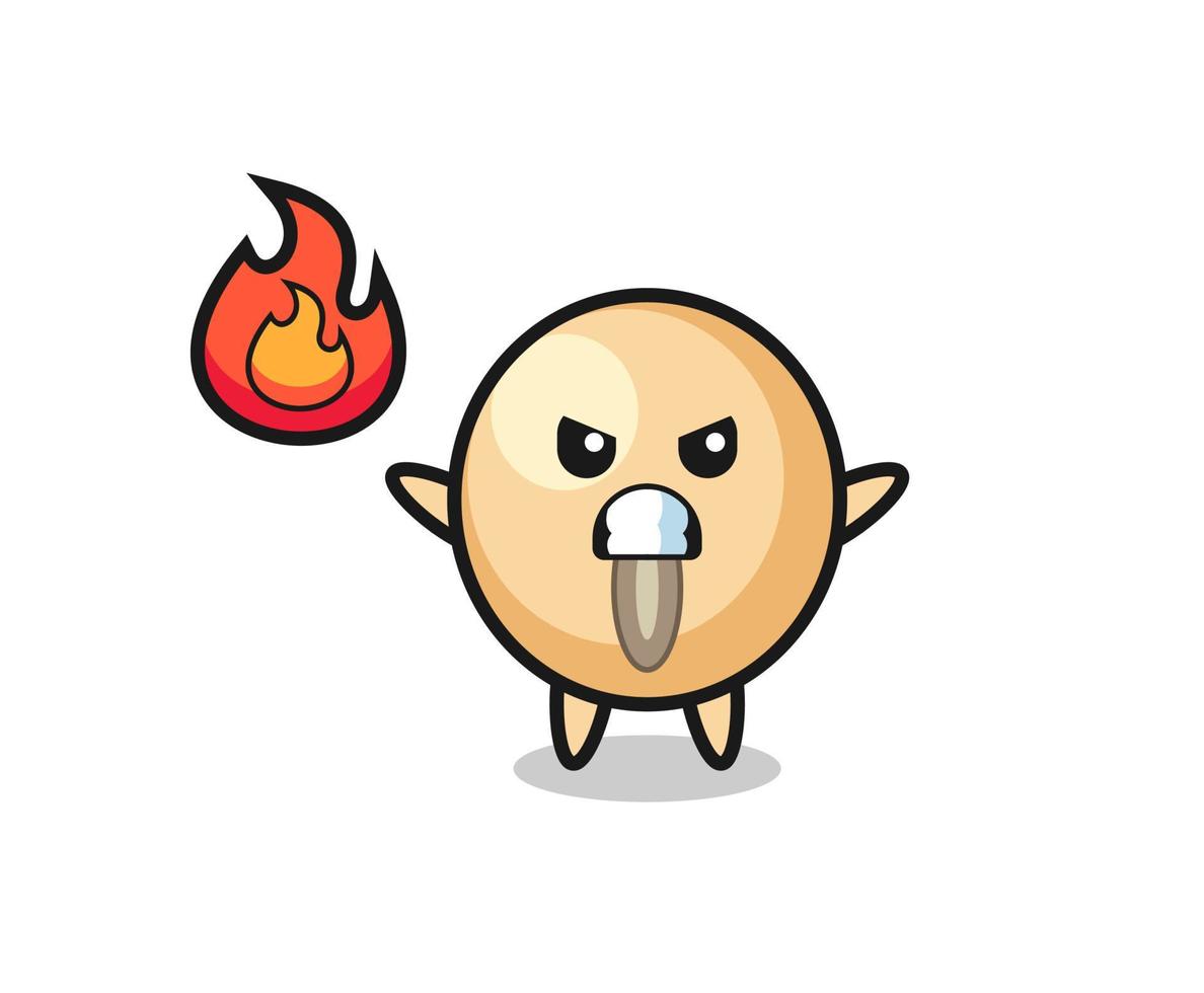 soy bean character cartoon with angry gesture vector