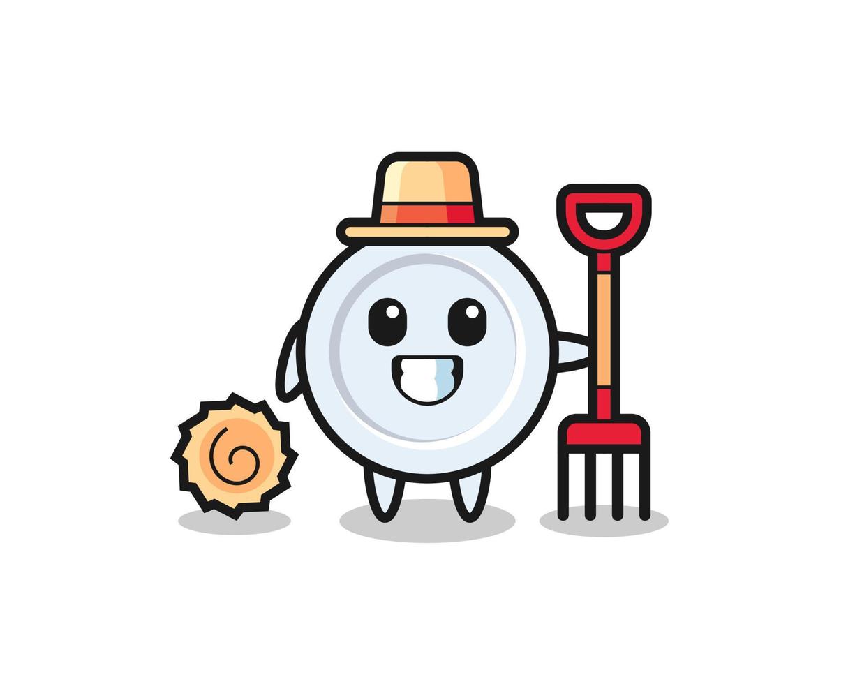 Mascot character of plate as a farmer vector