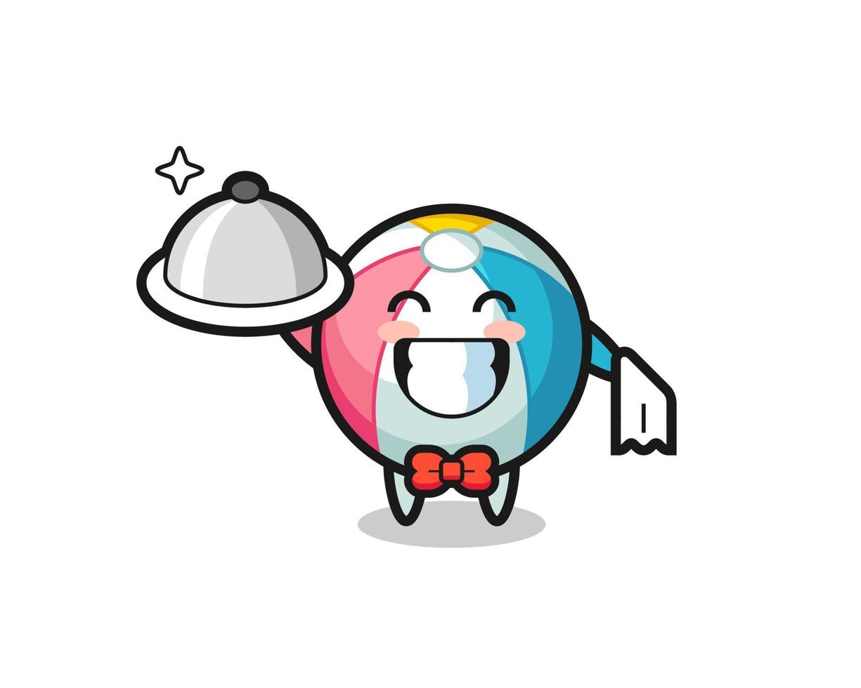 Character mascot of beach ball as a waiters vector