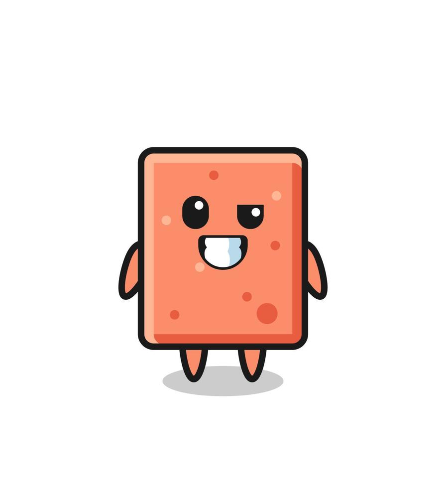 cute brick mascot with an optimistic face vector