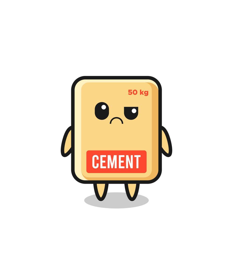 the mascot of the cement sack with sceptical face vector
