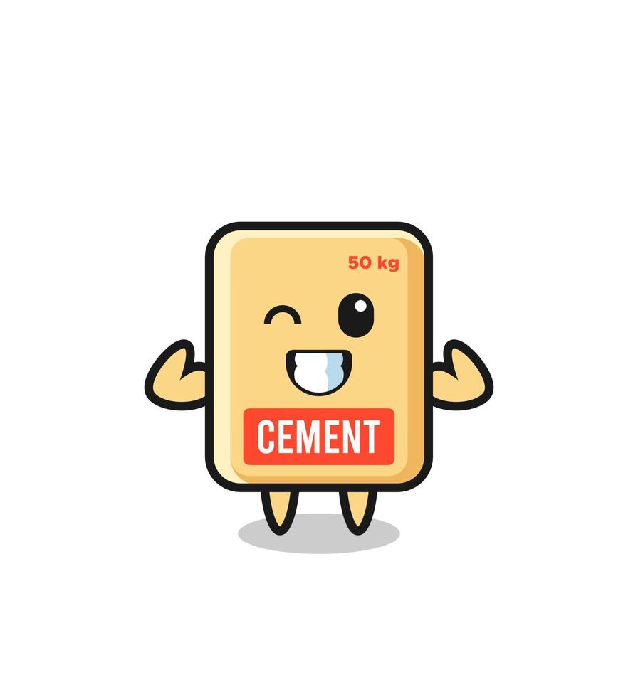 the muscular cement sack character is posing showing his muscles vector
