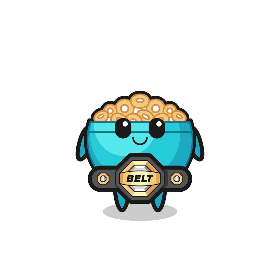 the MMA fighter cereal bowl mascot with a belt vector