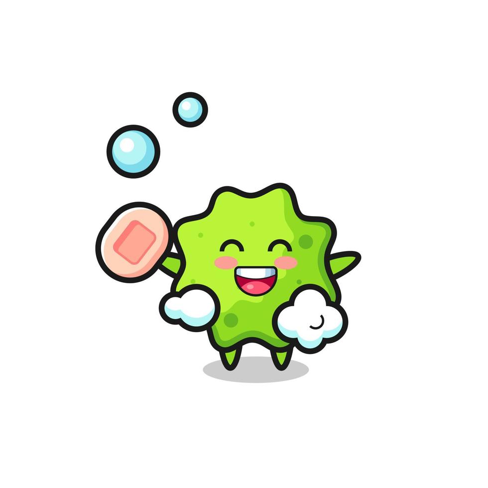 splat character is bathing while holding soap vector