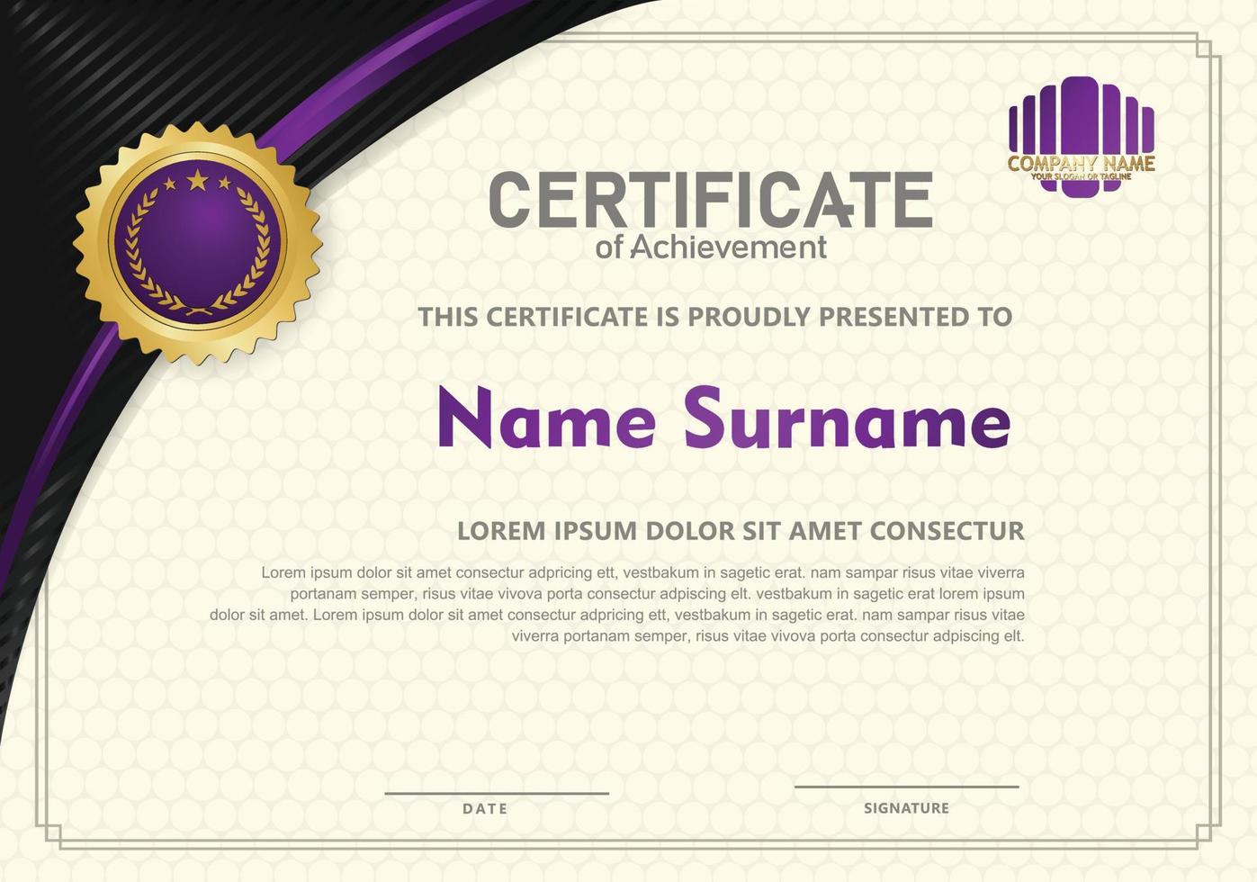 certificate template with circular angel and line ornament modern pattern,diploma vector