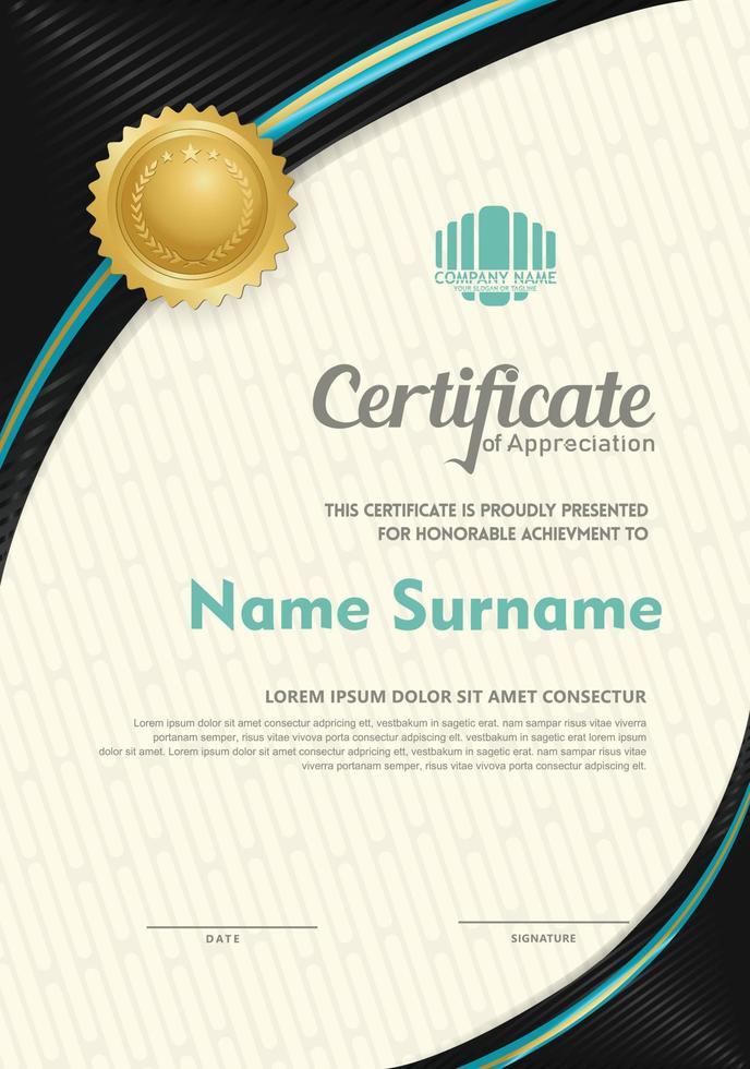 certificate template with circular angel and line ornament modern pattern,diploma, size a4 landscape Vector illustration