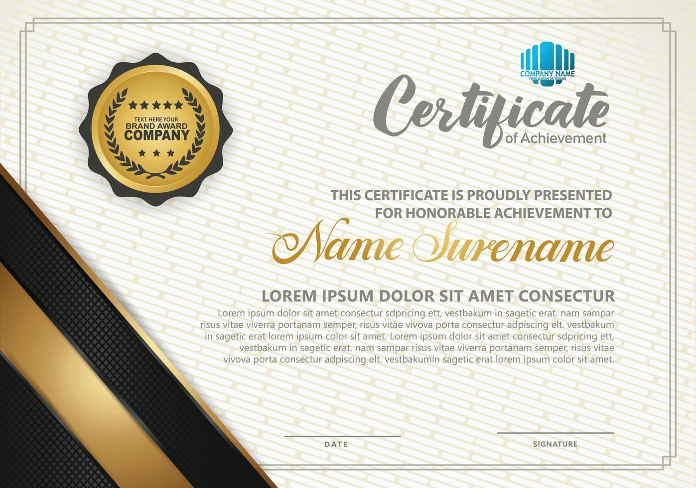 Luxury modern certificate template with texture pattern background. vector