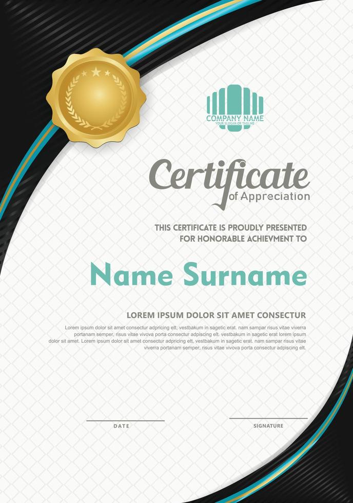 certificate template with circular angel and line ornament modern pattern,diploma. vector