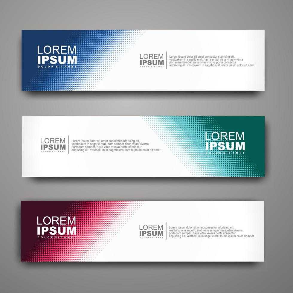 plantilla de diseño de banner web abstracto vectorial con patrón de semitonos. vector