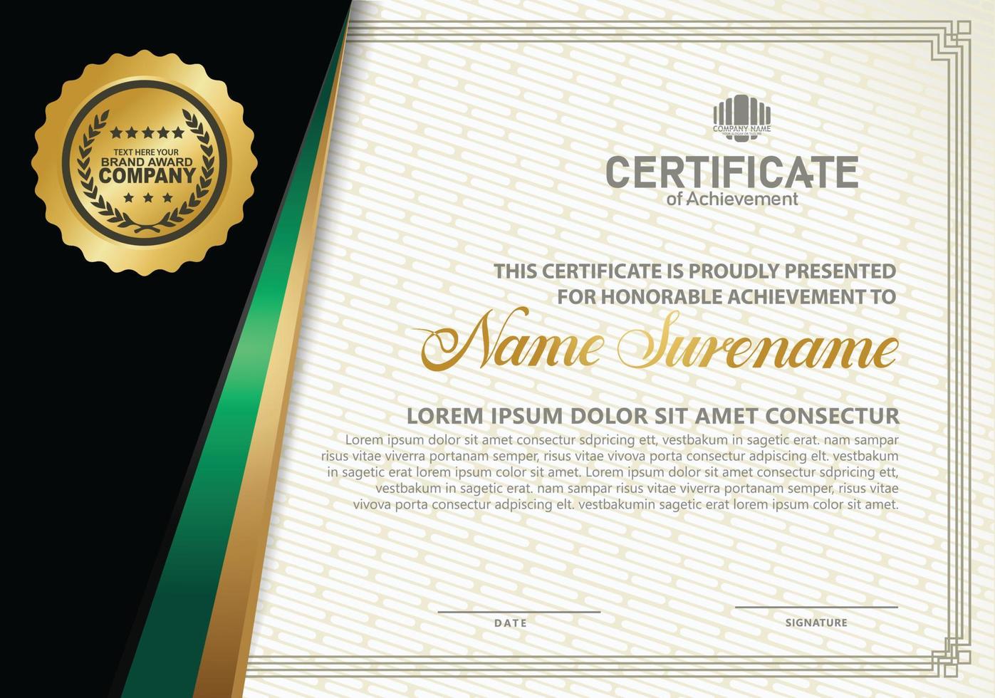 Luxury modern certificate template with texture pattern background. vector