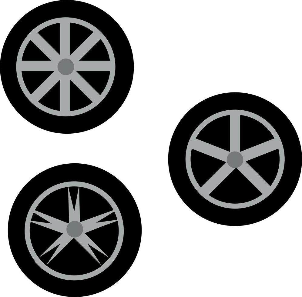 set of car tires and wheels vector