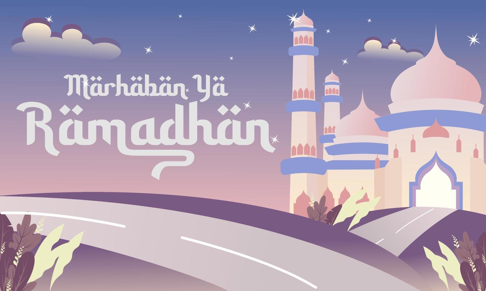 The background of ramadan mosque is beautiful. The atmosphere of the afternoon of Ramadan vector