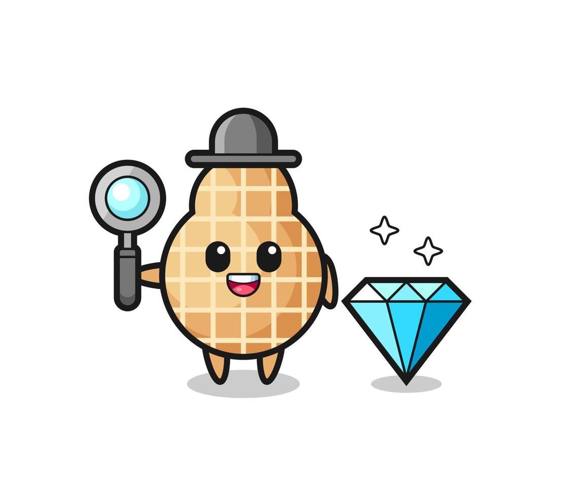 Illustration of peanut character with a diamond vector