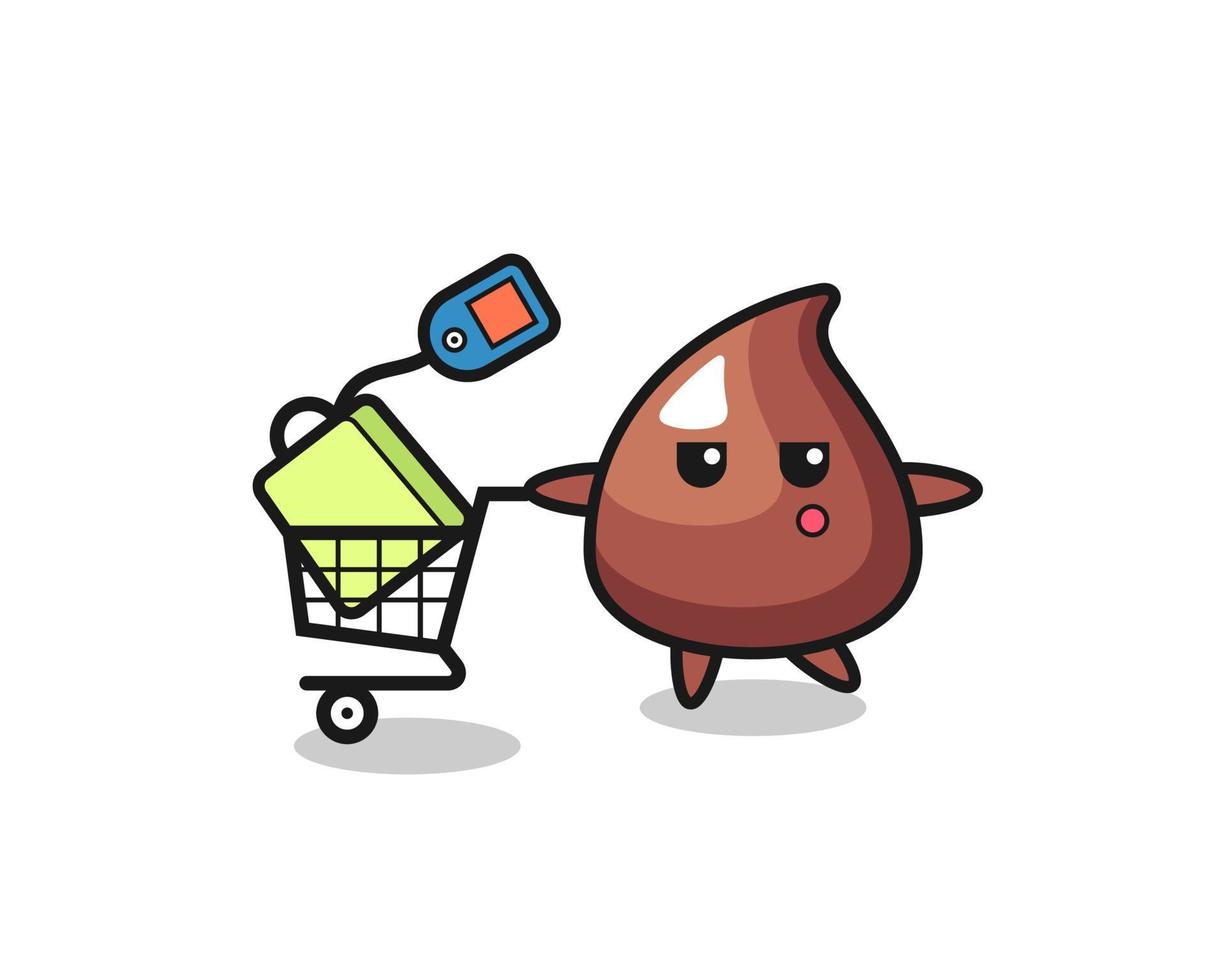 choco chip illustration cartoon with a shopping cart vector