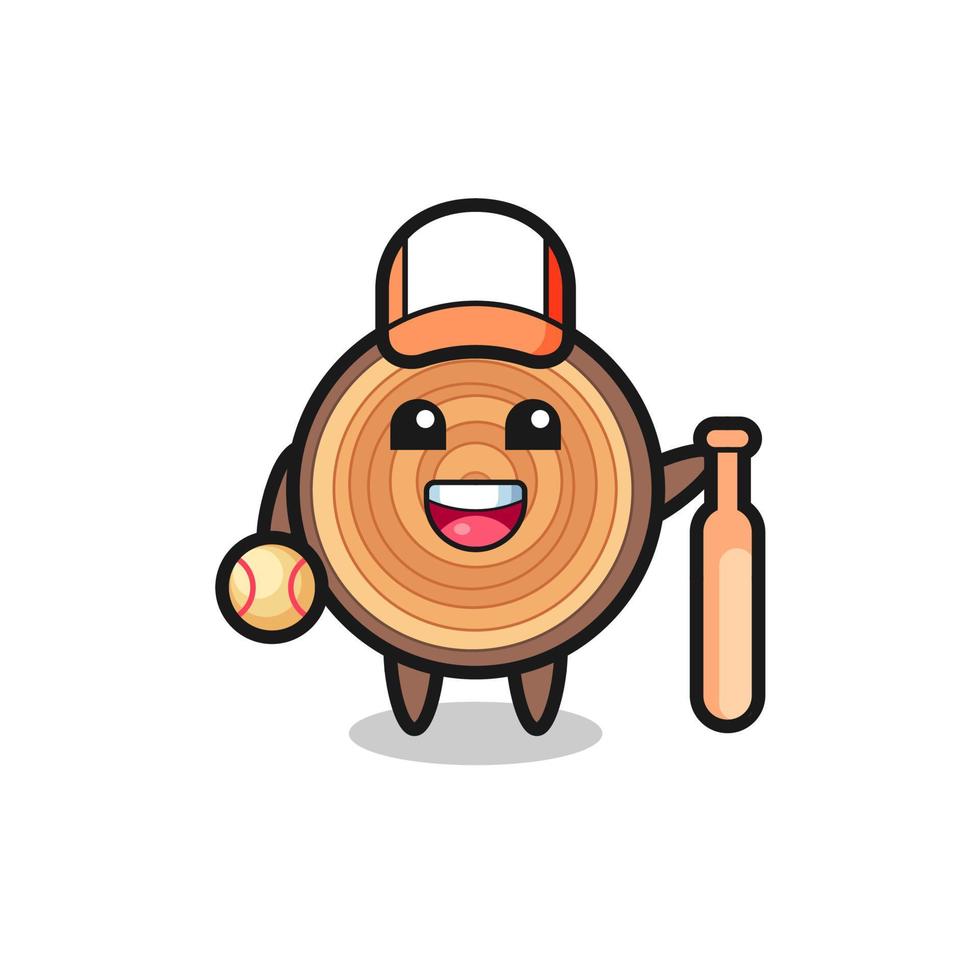 Cartoon character of wood grain as a baseball player vector