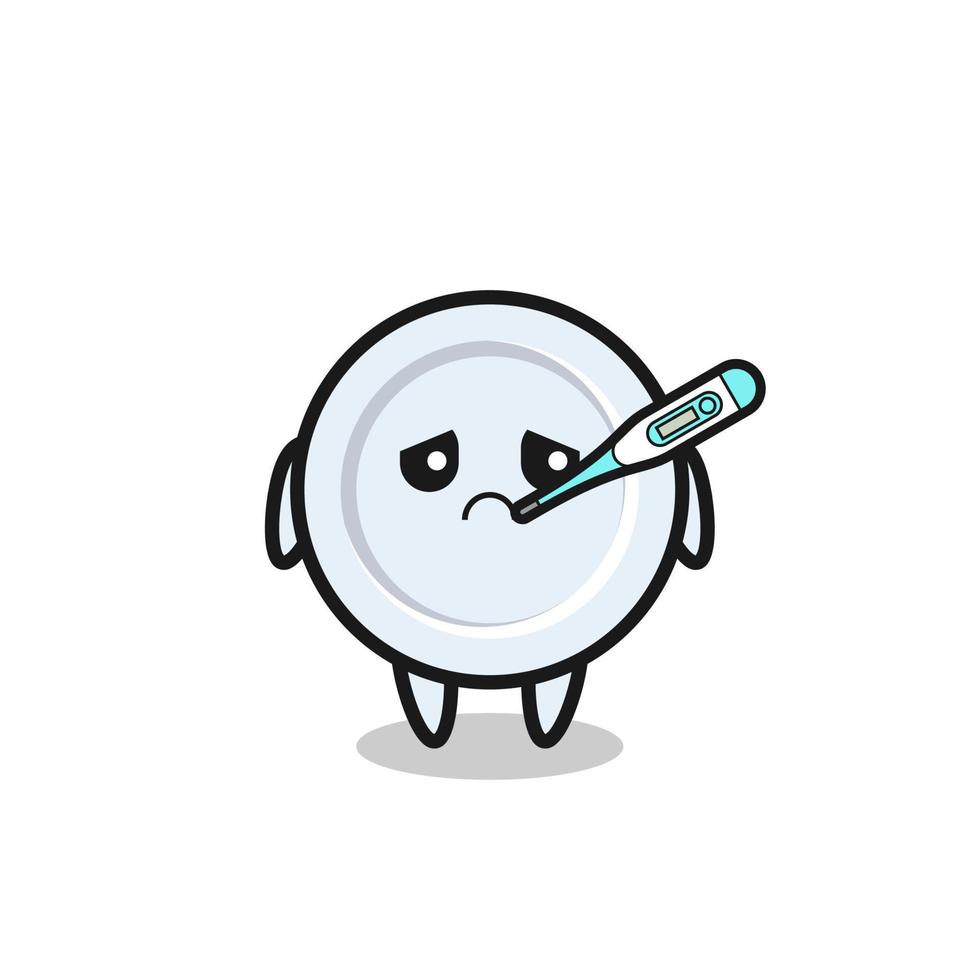 plate mascot character with fever condition vector