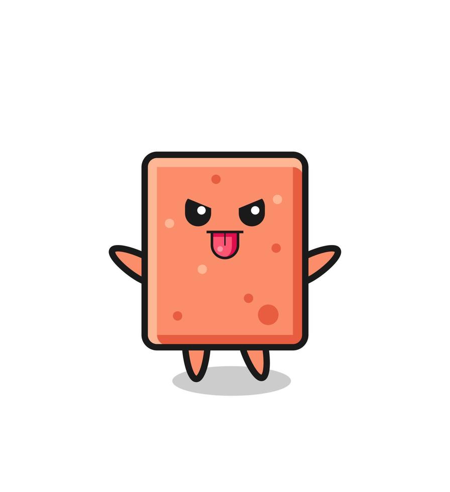 naughty brick character in mocking pose vector
