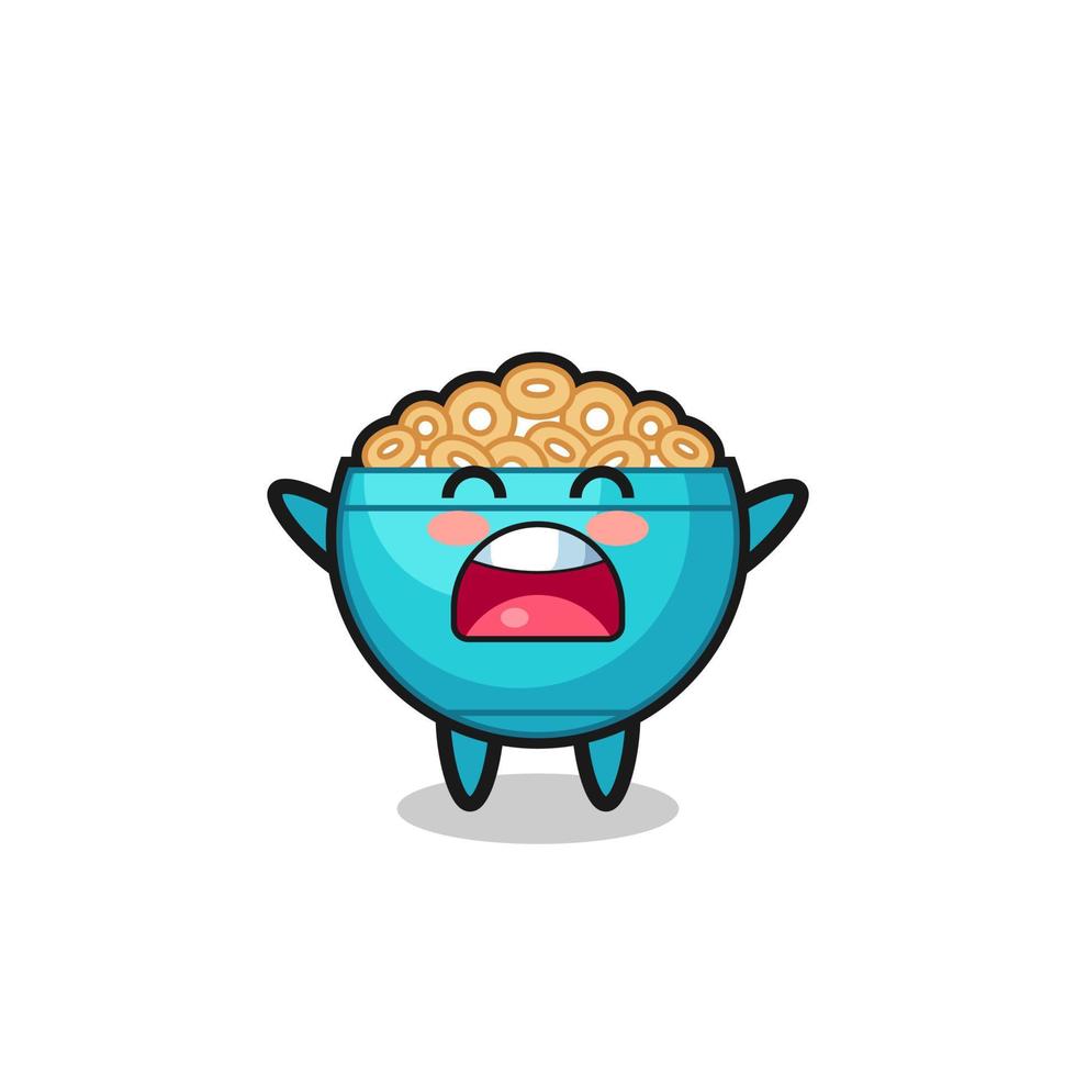 cute cereal bowl mascot with a yawn expression vector