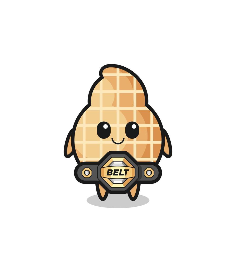 the MMA fighter peanut mascot with a belt vector