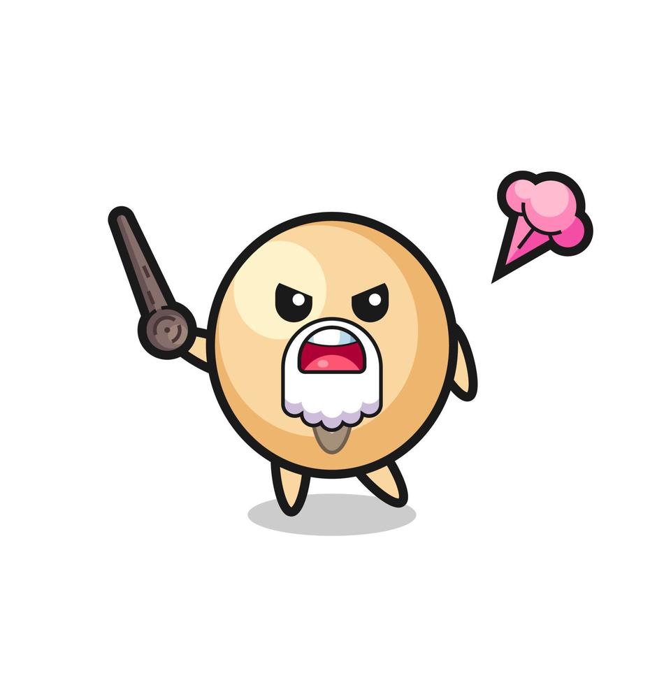 cute soy bean grandpa is getting angry vector