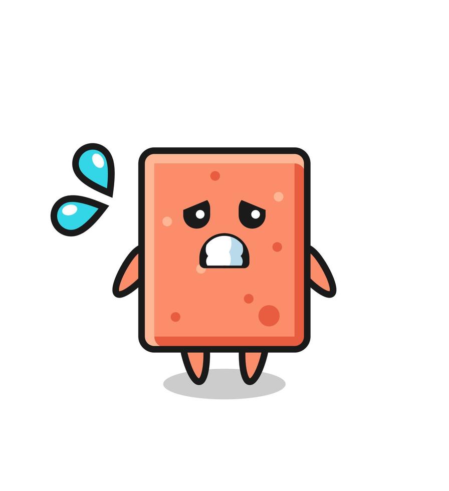 brick mascot character with afraid gesture vector