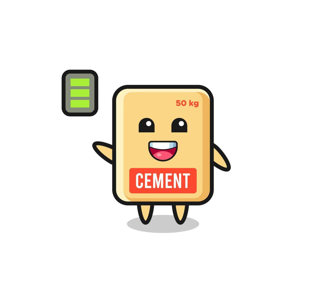 personaje de mascota de saco de cemento con gesto enérgico vector