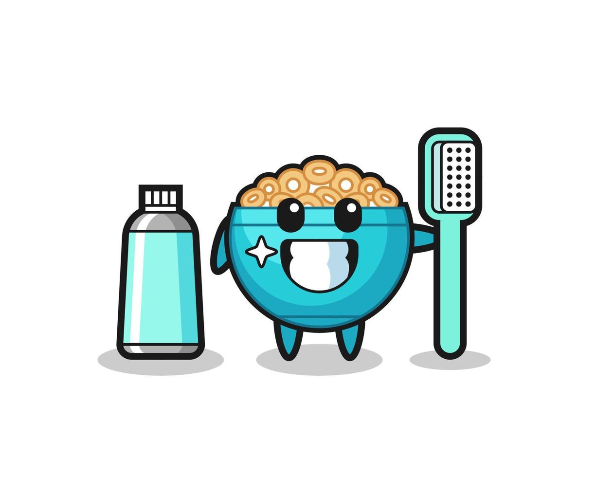 Mascot Illustration of cereal bowl with a toothbrush vector