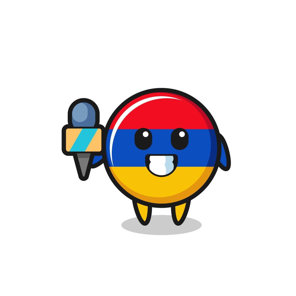 Character mascot of armenia flag as a news reporter vector