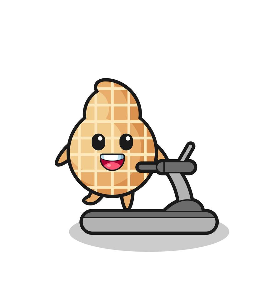 peanut cartoon character walking on the treadmill vector