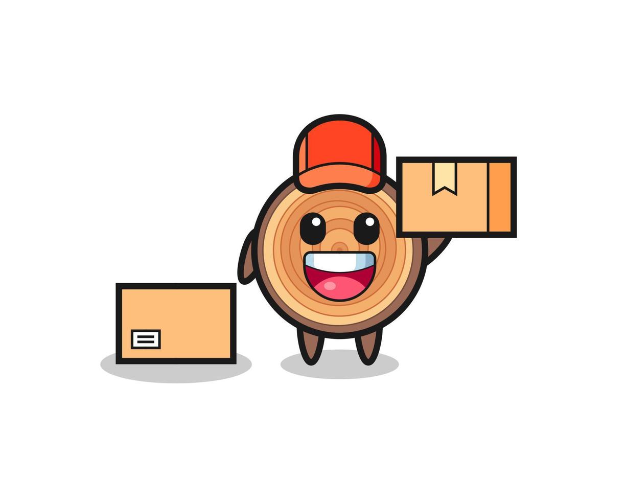 Mascot Illustration of wood grain as a courier vector