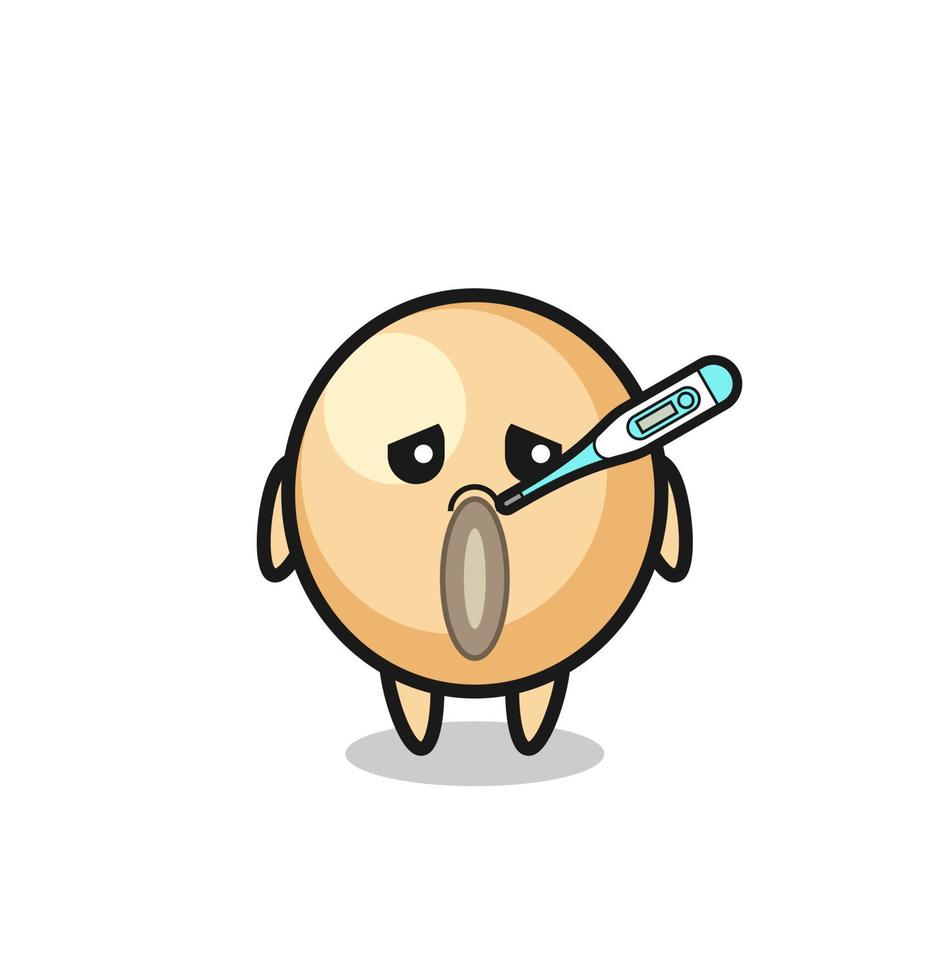 soy bean mascot character with fever condition vector