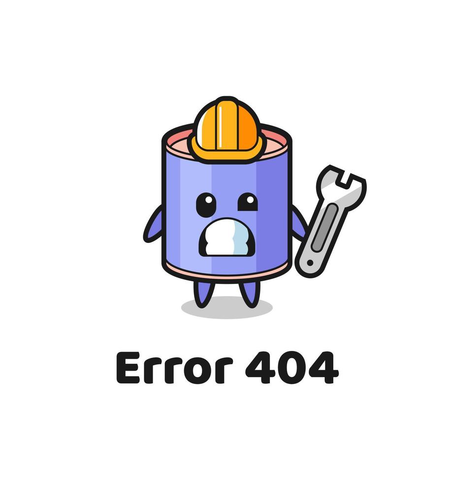 error 404 con la linda mascota de la alcancía cilíndrica vector