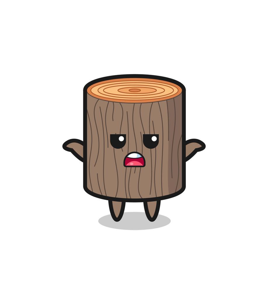 tree stump mascot character saying I do not know vector