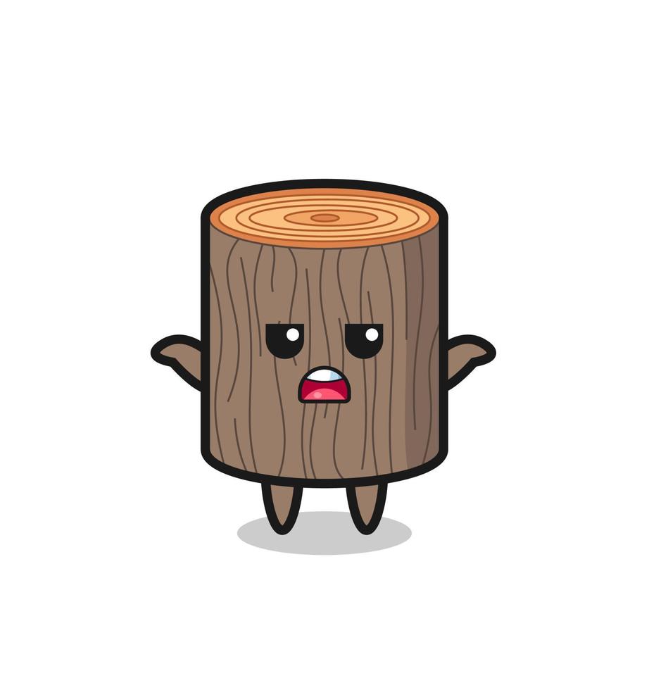 personaje de mascota de tocón de árbol diciendo que no sé vector