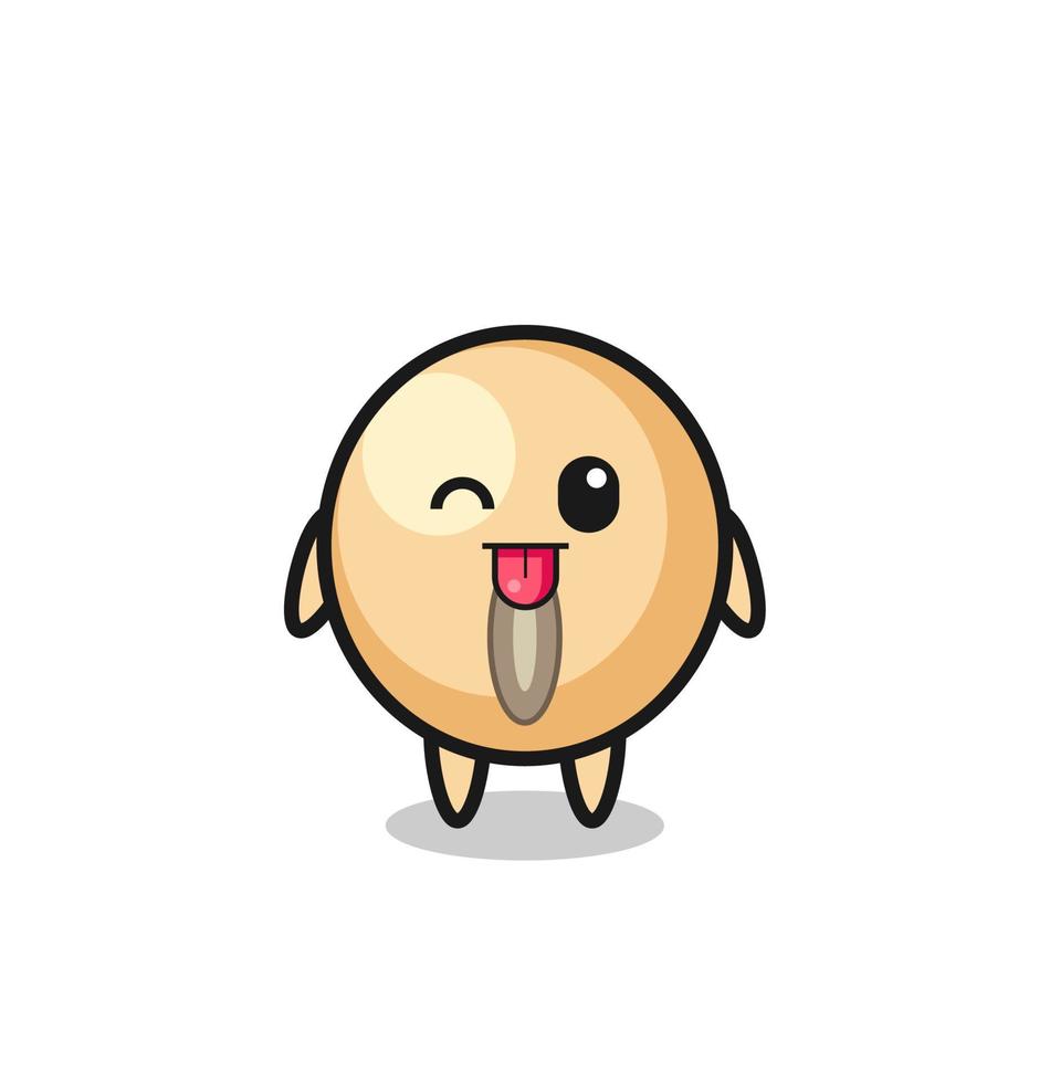 cute soy bean character in sweet expression while sticking out her tongue vector