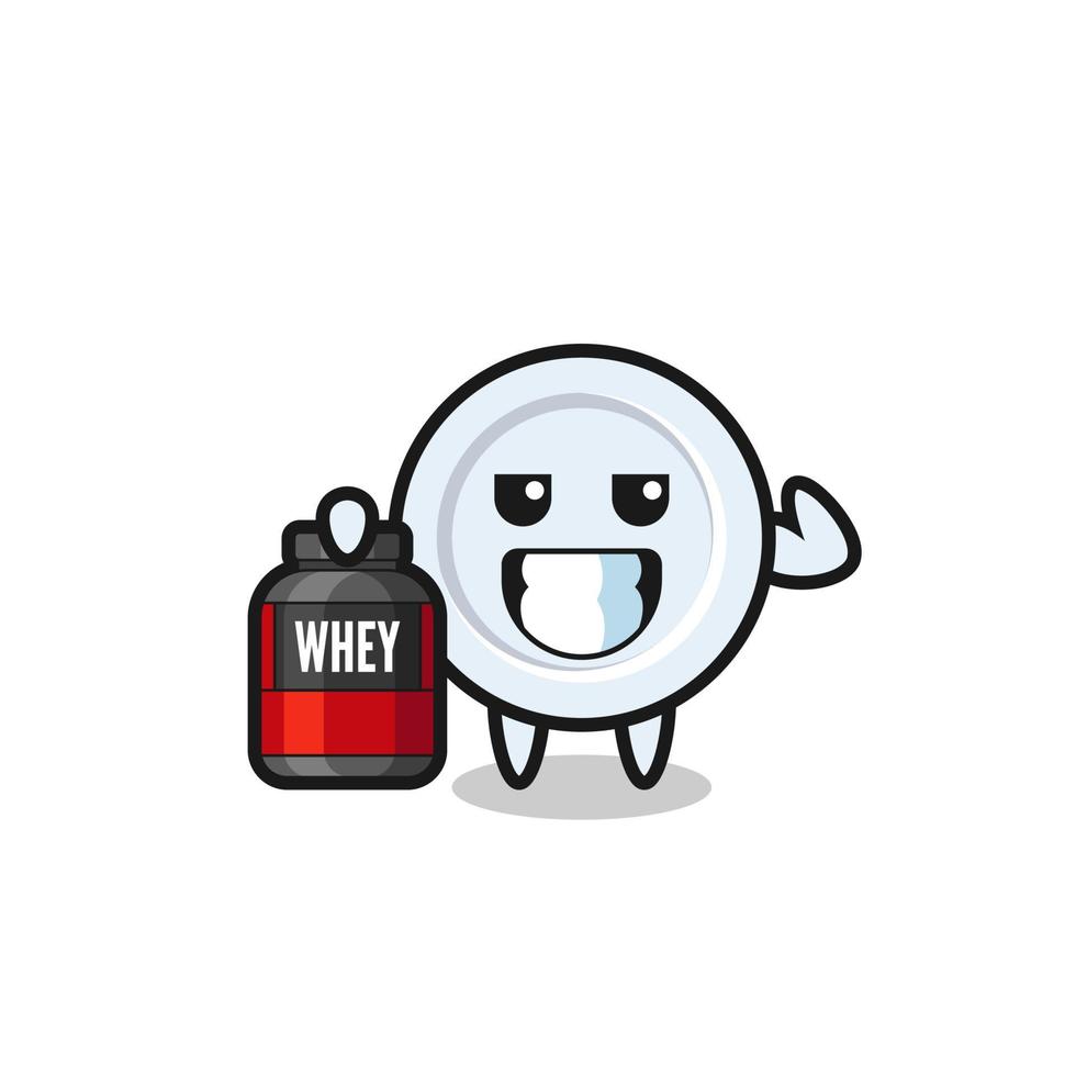 the muscular plate character is holding a protein supplement vector