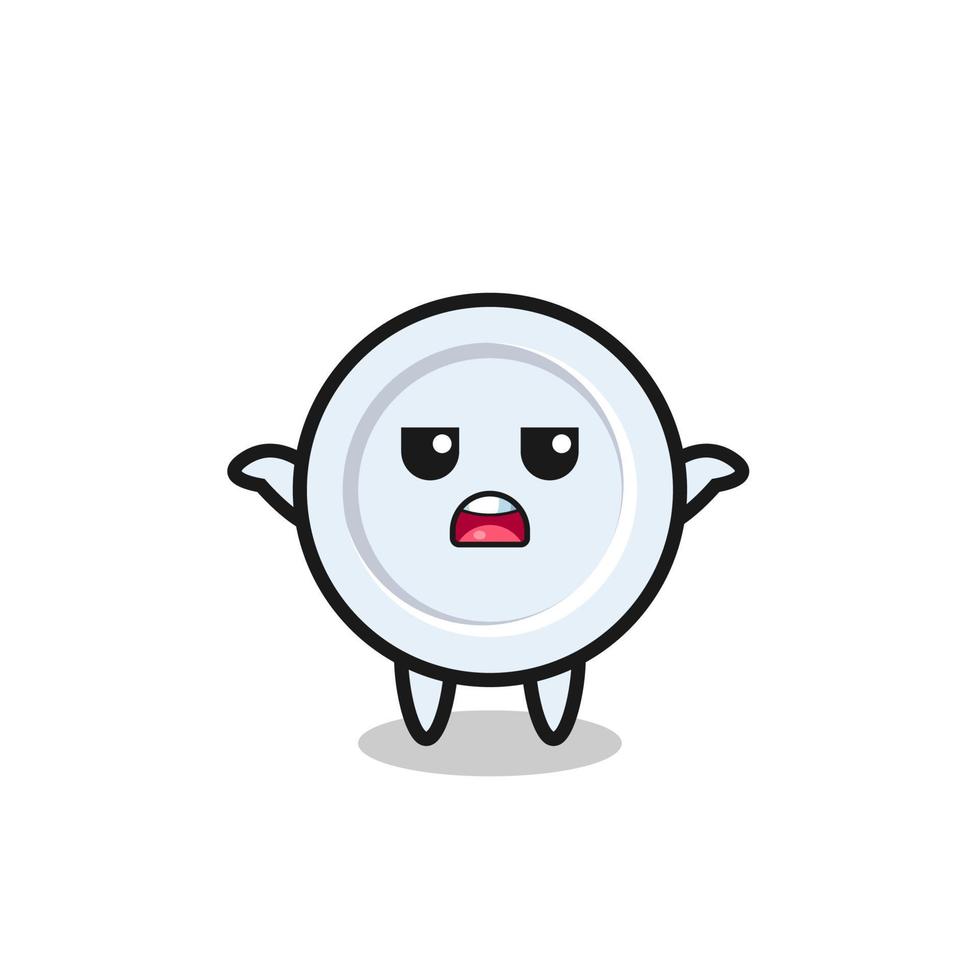 plate mascot character saying I do not know vector