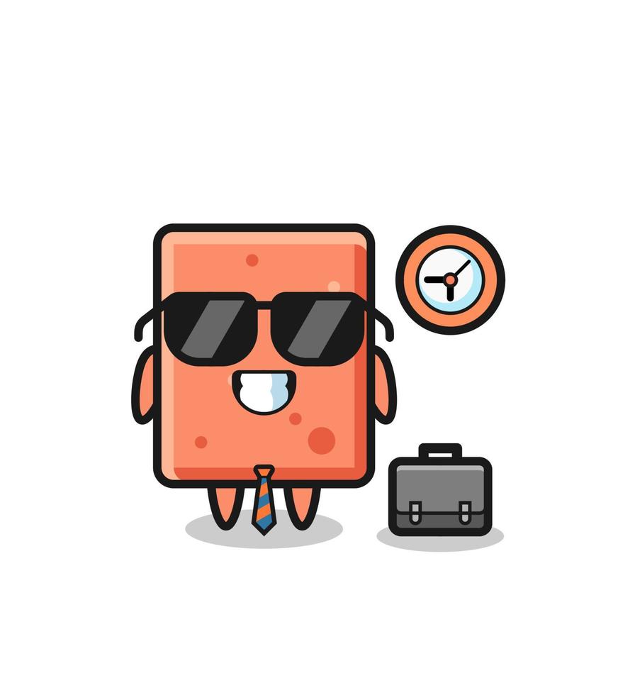 Cartoon mascot of brick as a businessman vector
