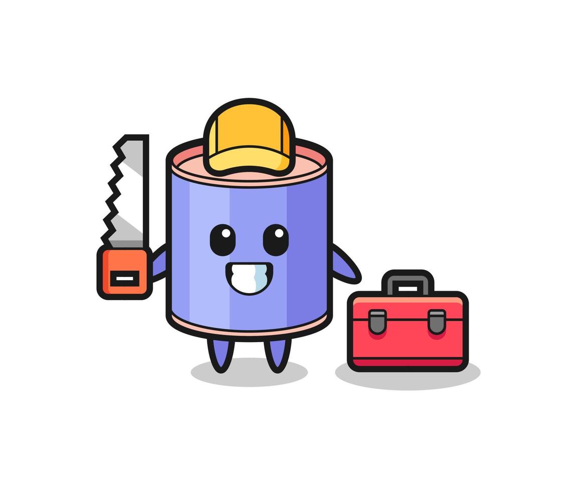 Illustration of cylinder piggy bank character as a woodworker vector